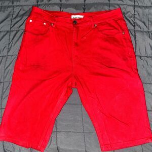 Blind Trust Men's Red Denim Shorts Size 36
